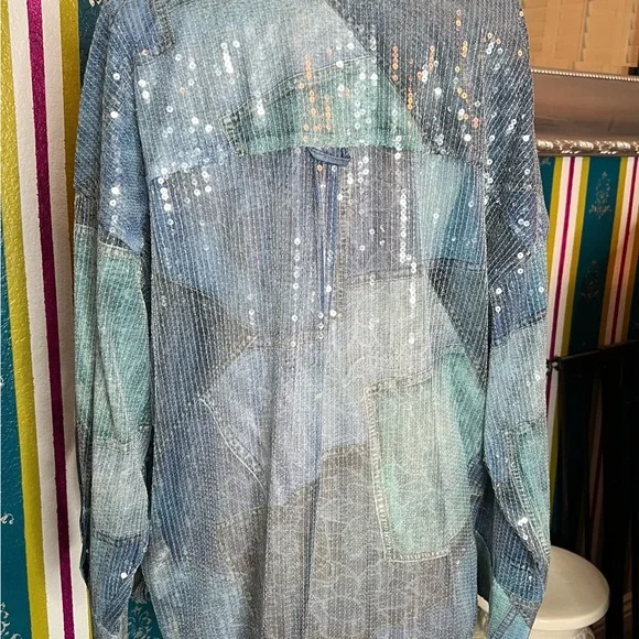 Pilcro Blue Sequin Top - Picture 4 of 5